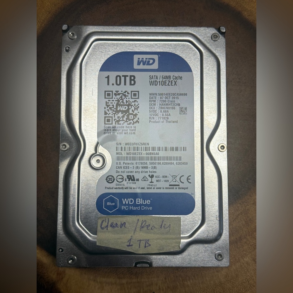 TESTED Western Digital (WD) Blue 1TB internal hard disk drive (HDD) WD10EZEX  #9